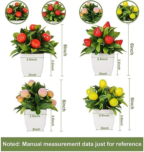 4pcs Mini Artificial Fruit Potted Plants for Home Decor