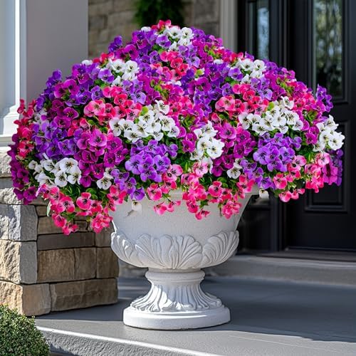 AXYLEX Artificial Pansies Flowers Outdoor Decor 16 Bundles