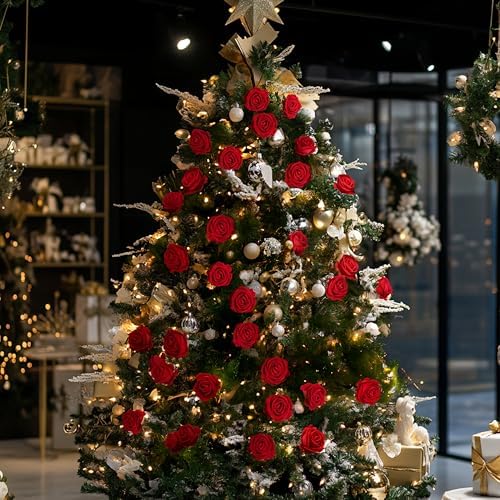 50PCS Artificial Red Roses for Wedding and Home Decor