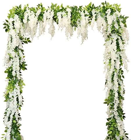 Apeair Wisteria Artificial Flowers Garland 2Pcs 144ft White