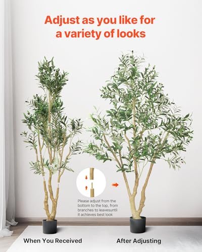 VEVOR 6FT Artificial Olive Tree with Realistic Fruits and Leaves