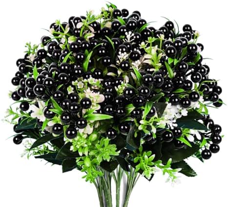 Black Artificial Berry Bouquets 6Pcs for Halloween Decor