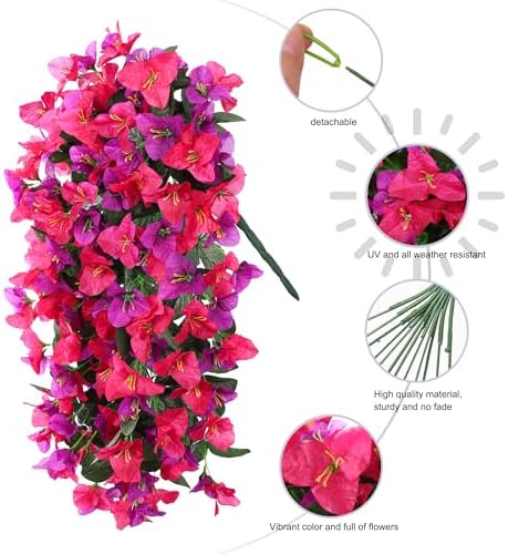 HyeFlora Bougainvillea Artificial Hanging Flowers 2pcs