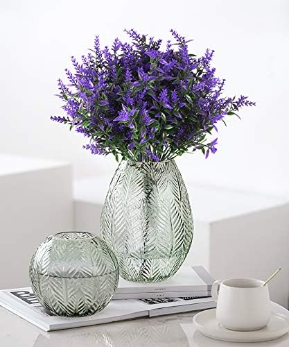 RECUTMS Artificial Lavender Flowers 8 Bundles UV Resistant Decor