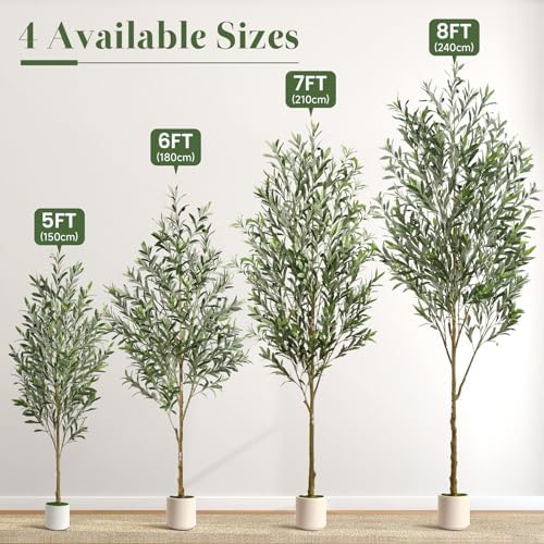 7FT Artificial Olive Tree with Realistic Fruits and Trunk
