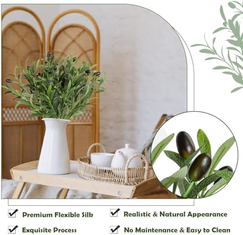 XONOR Artificial Olive Branches 6Pcs 18 Inch Set