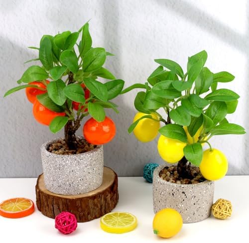 Woration Artificial Fake Yellow Lemon Tree Bonsai