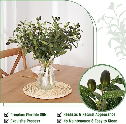 Waipfaru 5Pcs Artificial Olive Branches for Vases 18 Inch