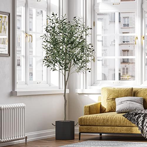 VIAGDO 6ft Artificial Olive Tree with Planter Decor