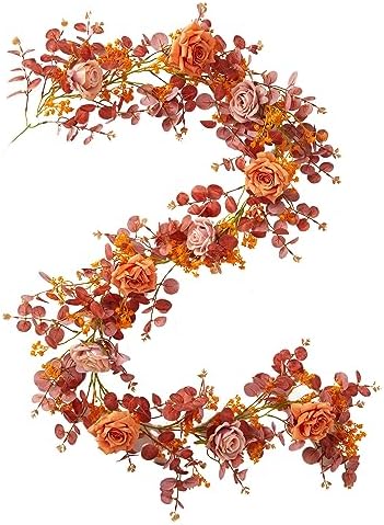 Annas Whimsy 591FT Artificial Eucalyptus Garland with Flowers 1