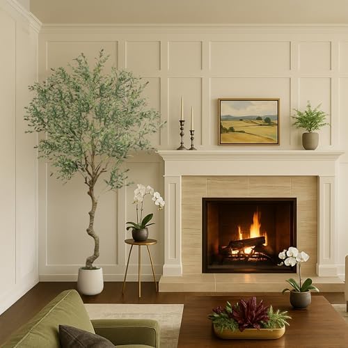 7FT Artificial Olive Tree with White Planter