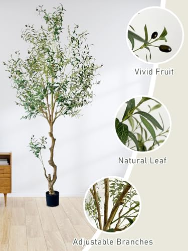 8FT Artificial Olive Tree with Realistic Fruits and Leaves