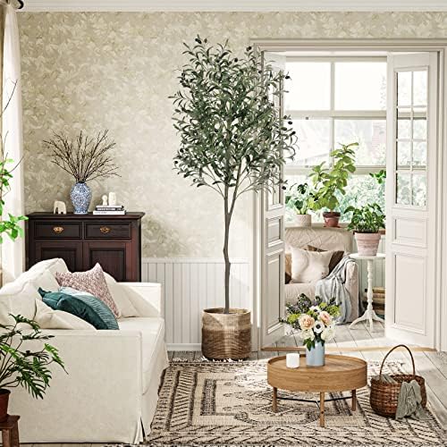 VIAGDO 6ft Artificial Olive Tree with Planter Decor