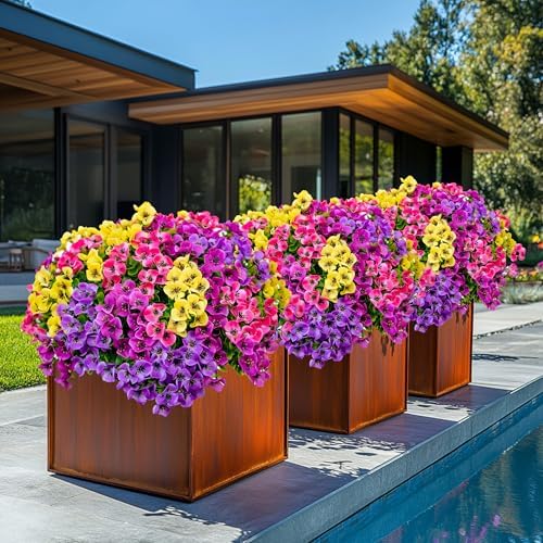 AXYLEX Artificial Flowers Outdoor Decor 16 Bundles Set