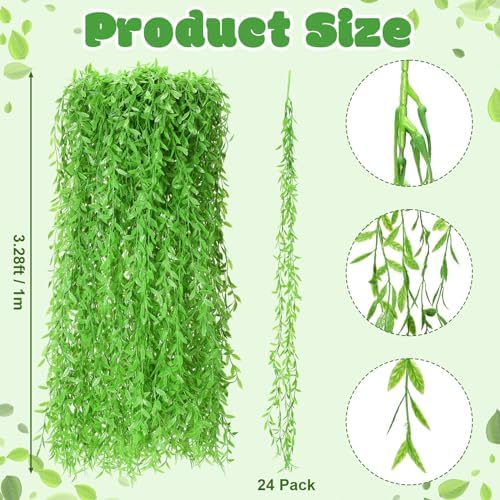 Riceshoot Artificial Weeping Willow Garland 24 Pcs