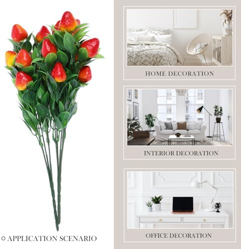 MAGICLULU 2pcs Artificial Strawberry Bouquets for Home Decor