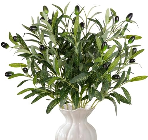 XONOR Artificial Olive Branches 6Pcs 16 Inch Set