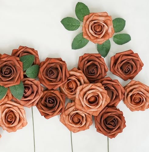 Artificial Flowers 25pcs Terracotta Foam Roses for Wedding Bouquets Centerpieces