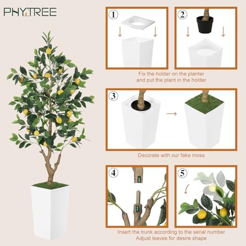 5FT Artificial Lemon Tree with Pot - Tropical Decor