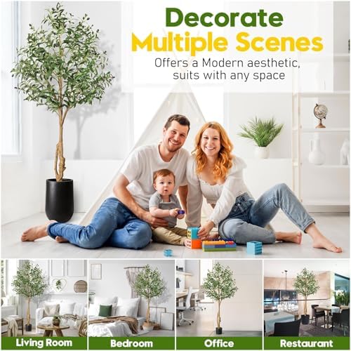 EOOIO 6ft Artificial Olive Tree with Realistic Fruits and Leaves