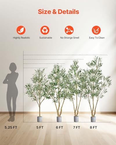 VEVOR 6FT Artificial Olive Tree with Realistic Fruits and Leaves