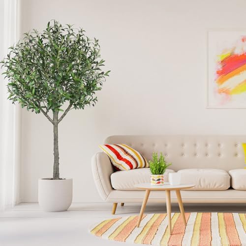 Fairblo 6 FT Artificial Olive Tree with 2100 Leaves and 80 Fruits