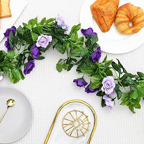 JUSTOYOU 2 Pack Fake Rose Garland Artificial Flowers Wedding Decoration