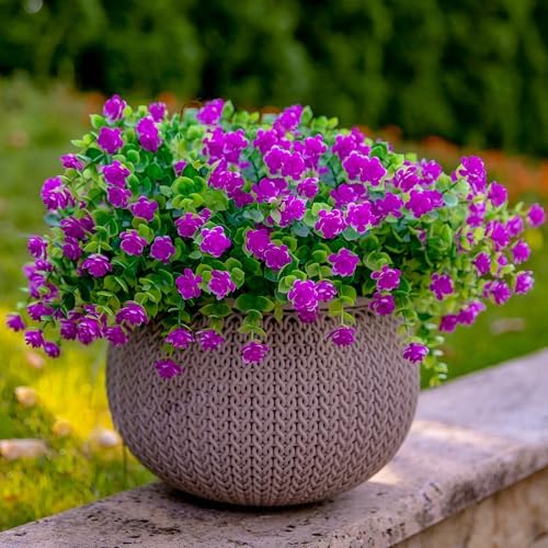 AXYLEX Artificial Flowers 12 Bundles UV Resistant Outdoor Decor