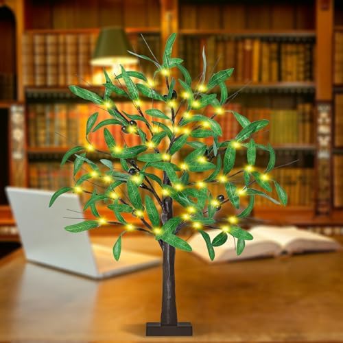 24 Inch Lighted Olive Tree with 36 LED Lights