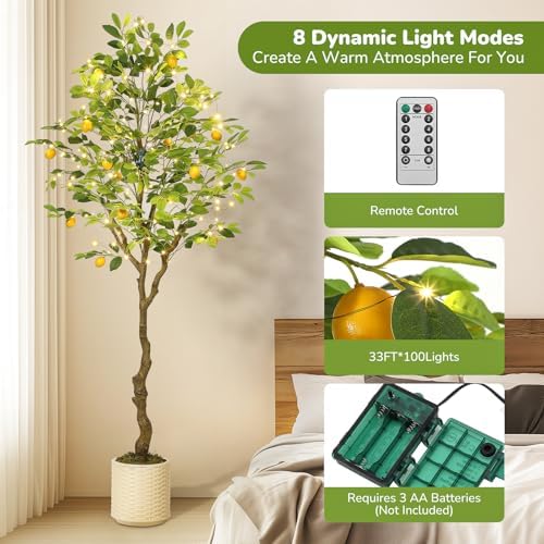 GarveeHome Artificial Lemon Tree with 100 LED Lights