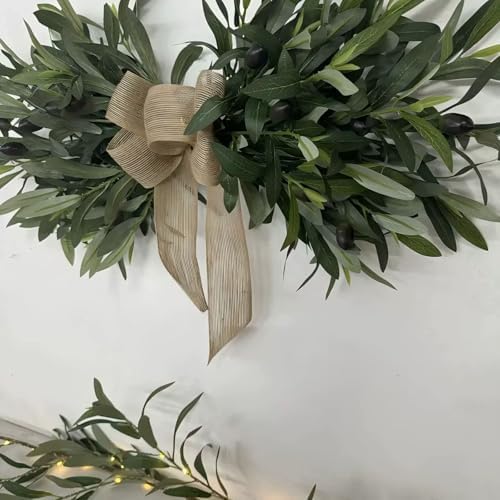 24 Inch Floral Swag with Olive Fruit and Green Leaves