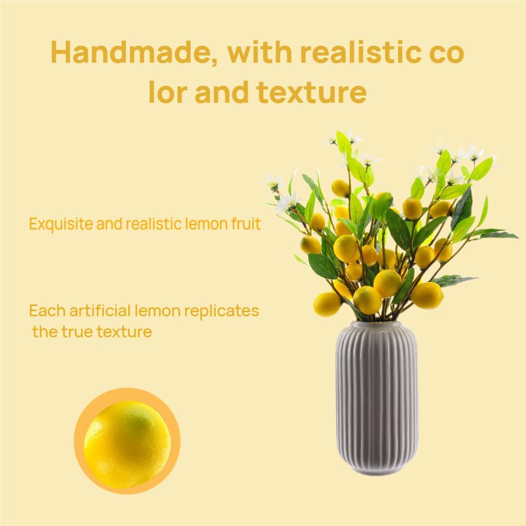 Lifelike Artificial Lemon Flowers 5pcs 24 Inch