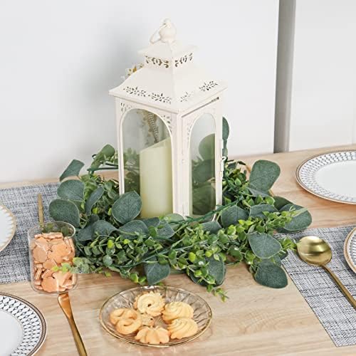 CEWOR 2 Pack 55ft Artificial Eucalyptus Table Runner