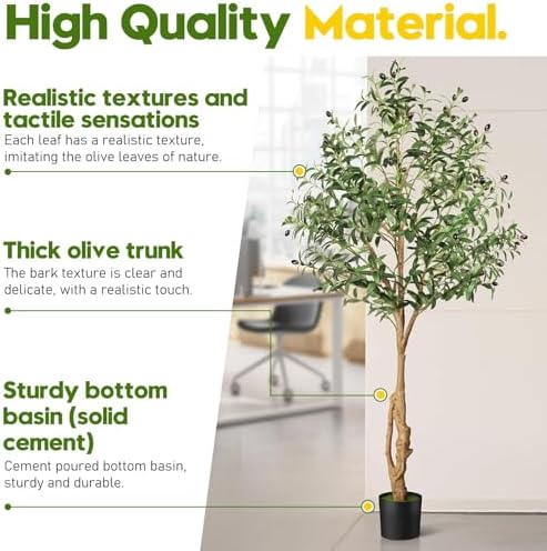 EOOIO 6ft Artificial Olive Tree with Realistic Fruits and Leaves