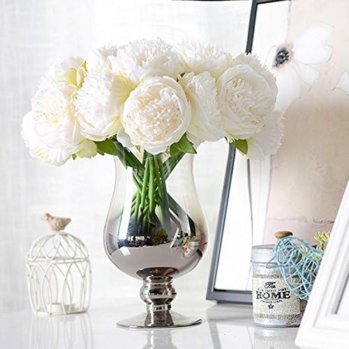 UArtlines 2 Bouquet 10 Heads Artificial Peony Decor Cream White