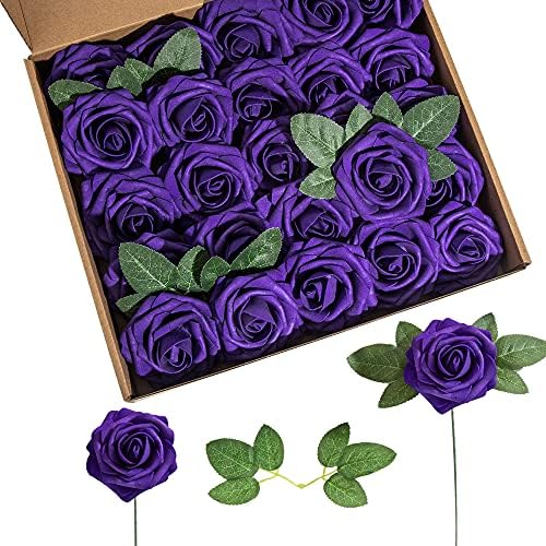 Lansdowns Artificial Foam Rose 25pcs Purple Realistic