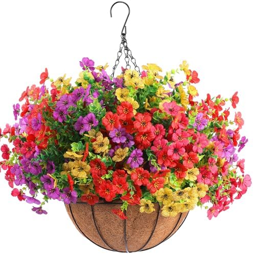 Hananona 2 Set Artificial Flowers with Hanging Baskets
