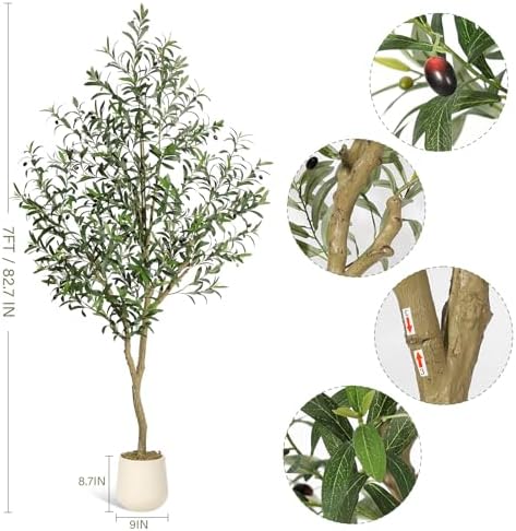 GarveeHome Olive Trees Artificial Indoor 7ft Faux Silk Plant