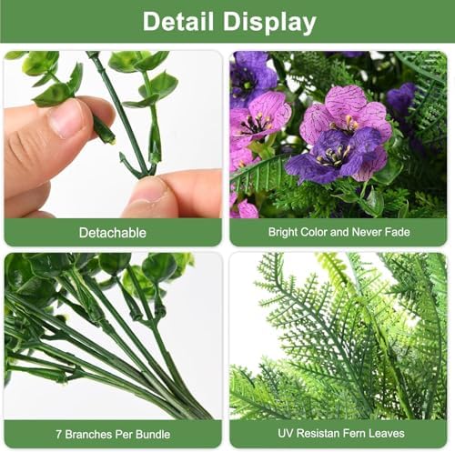 Artificial Flowers Faux Plants Summer Decor 16 Bundles Blue
