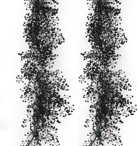 RECUTMS Artificial Hanging Plants 2Pcs Black Ivy Garland