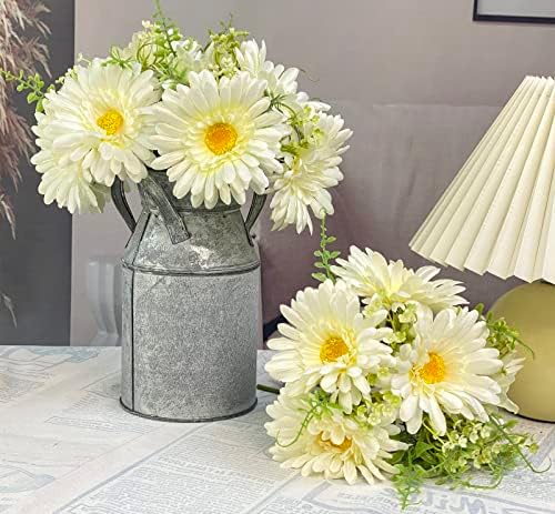 TOPIA Artificial Daisies Gerbera Bouquet 10 Stems Silk White
