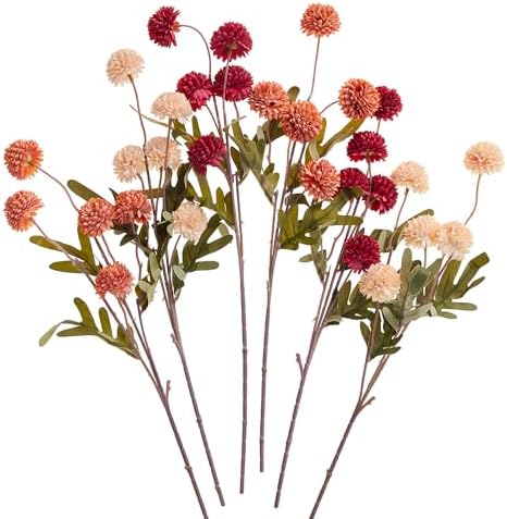SITUMEIZI Artificial Burnt Orange Chrysanthemum Flowers 6Pcs Set