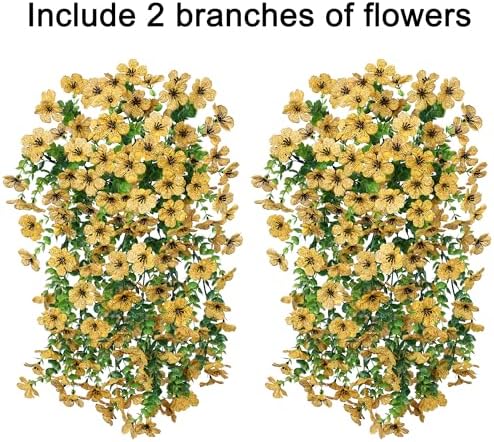 INSPRING Artificial Flowers Fall Decor 2PCS Yellow Daisy Trailing Vines