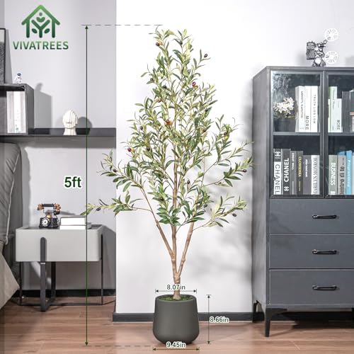 VIVATREES 5FT Artificial Olive Tree with Planter