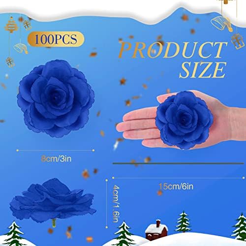 Yunlly 100 Pcs Artificial Blue Roses for Decor