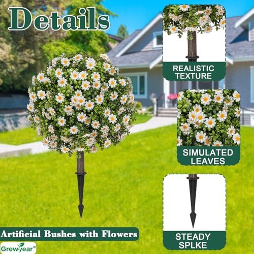 Artificial Topiary Ball with Ground Spike Set of 2