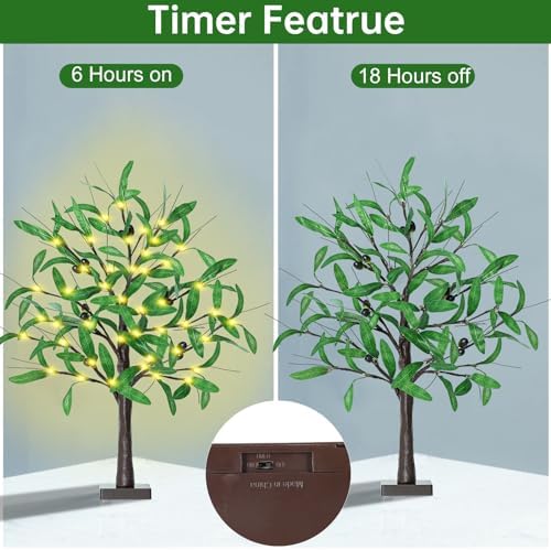 24 Inch Lighted Olive Tree with 36 LED Lights