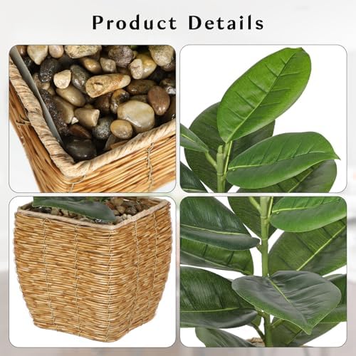 Briful Artificial Oak Plant in Rattan Basket