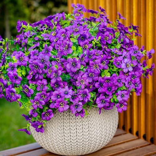 AXYLEX Artificial Flowers for Outdoor Decor Purple