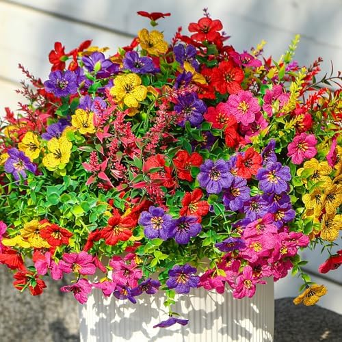 SHareconn 24 Bundle Artificial Flowers for Outdoor Decor